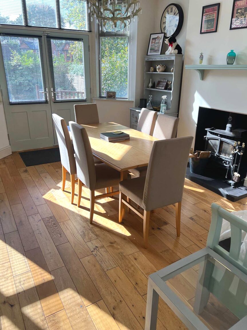 Dining room cleaned and tidied